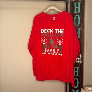 Festive Red Crew Neck Sweater